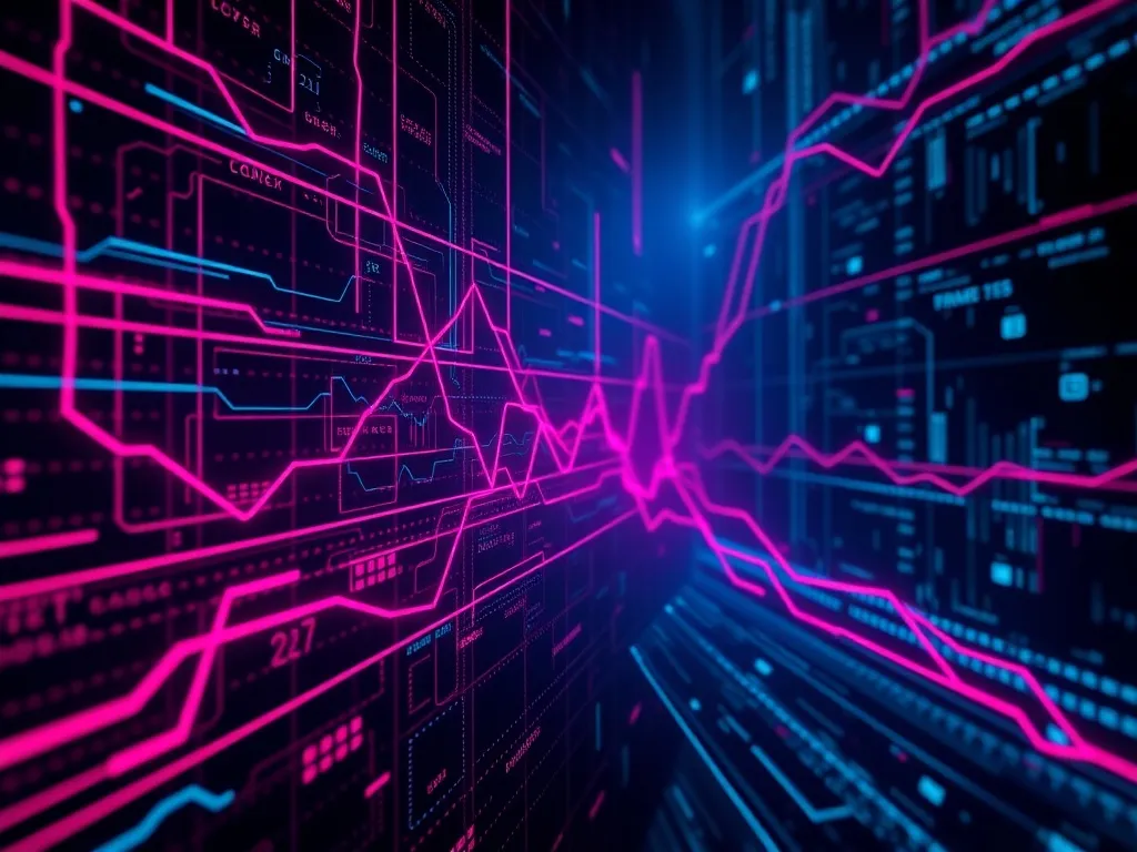 A dark high-tech background with glowing neon magenta and cy